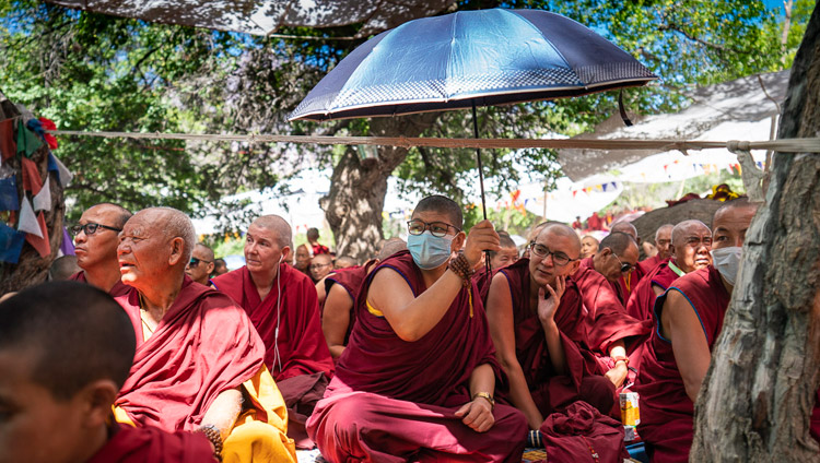 Members of the audience listening to His Holiness the Dalai lama during the Inauguration of the Great Summer Debate at Samstanling Monastery in Sumur, Ladakh, J&K, India on July 15, 2018. Photo by Tenzin Choejor