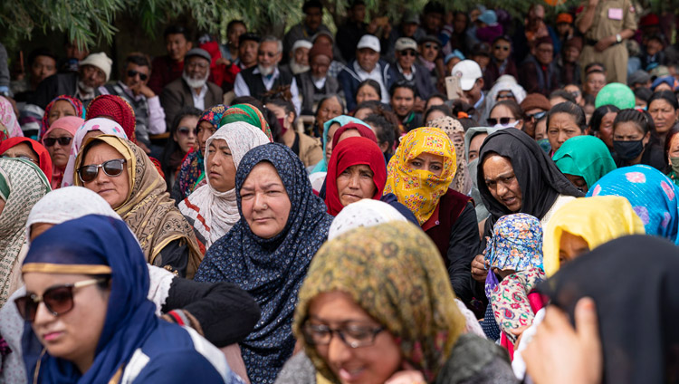 Members of the Muslim community attending His Holiness the Dalai Lama's talk at Model Public School in Padum, Zanskar, J&K, India on July 24, 2018. Photo by Tenzin Choejor