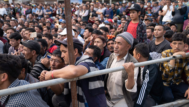 Some of the more than 8000 people attending His Holiness the Dalai Lama's talk at Hussaini Park in Kargil, Ladakh, J&K, India on July 25, 2018. Photo by Tenzin Choejor