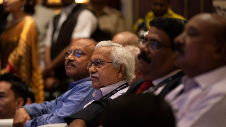 Members of the audience listening to His Holiness the Dalai Lama speaking at the Thank You Karnataka program in Bengaluru, Karnataka, India on August 10, 2018. Photo by Tenzin Choejor