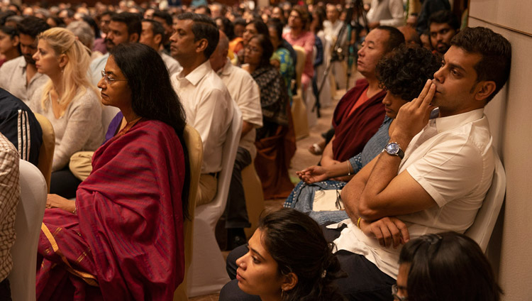 Some of the more than 1000 people attending His Holiness the Dalai Lama'a talk in Bengaluru, Karnataka, India on August 12, 2018. Photo by Tenzin Choejor