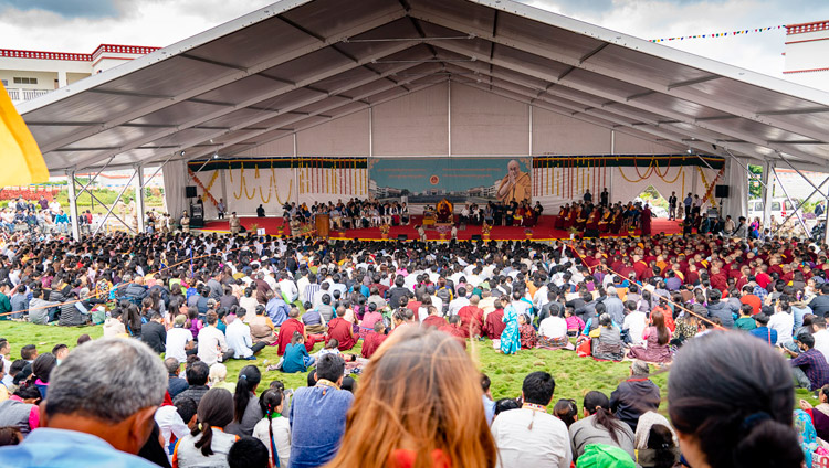  A view of the amphitheater during His Holiness the Dalai Lama's talk at the Dalai Lama Institute of Higher Education in Sheshagrihalli, Karnataka, India on August 13, 2018. Photo by Tenzin Choejor