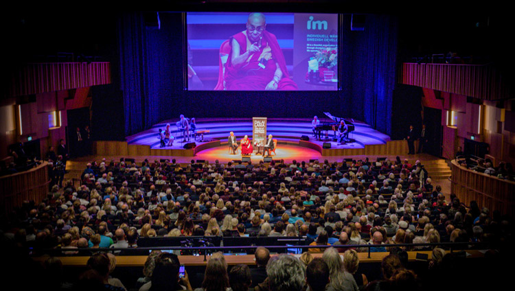 A view of the Malmö Live auditorium during His Holiness the Dalai Lama's talk in Malmö, Sweden on September 12, 2018. Photo by Erik Törner/IM