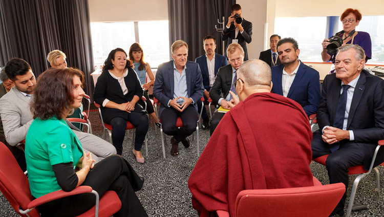 His Holiness the Dalai Lama meeting with Dutch Parliamentarians in Rotterdam, the Netherlands on September 17, 2018. Photo by Olivier Adam