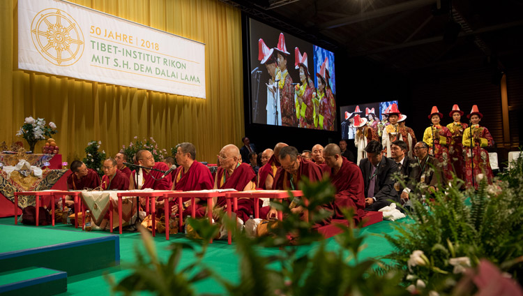 Young Tibetan performing a song composed by Rikon Abbot Khenpo Thupten Legmon at Tibet Institute Rikon's 50th Anniversary Celebration in Winterthur, Switzerland on September 22, 2018. Photo by Manuel Bauer