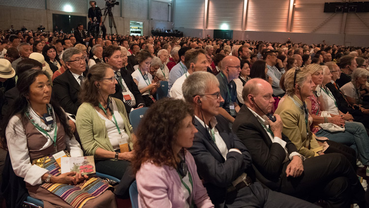 Members of the audience listening to His Holiness the Dalai Lama during Tibet Institute Rikon's 50th Anniversary Celebration in Winterthur, Switzerland on September 22, 2018. Photo by Manuel Bauer