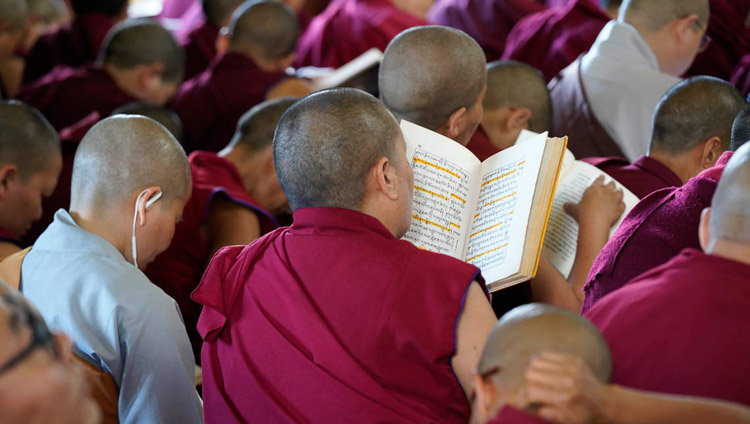 Members of the audience following the text by Chandrakirti "Entering into the Middle Way" on the second day of His Holiness the Dalai Lama's teaching in Dharamsala, HP, India on October 4, 2018. Photo by Ven Tenzin Jamphel