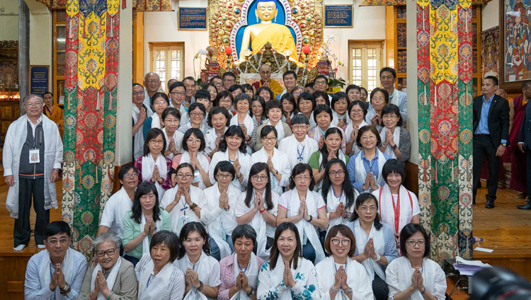 One of several group photos with the more than 1,000 Budhdists from Taiwan who attended His Holiness the Dalai Lama's teachings at the Main Tibetan Temple in Dharamsala, HP, India on October 6, 2018. Photo by Ven Tenzin Jamphel