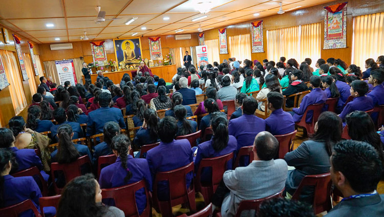 A view of the meeting room at His Holiness the Dalai Lama's residence during his meeting with Indian high school students and their teachers in Dharamsala, HP, India on October 30, 2018. Photo by Ven Tenzin Jamphel