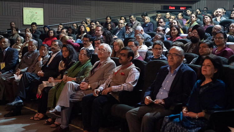 Many of the more than 350 invited guests listening to His Holiness the Dalai Lama's address at the 1st Yuvraj Krishan Memorial Lecture at Siri Fort Auditorium in New Delhi, India on December 8, 2018. Photo by Lobsang Tsering