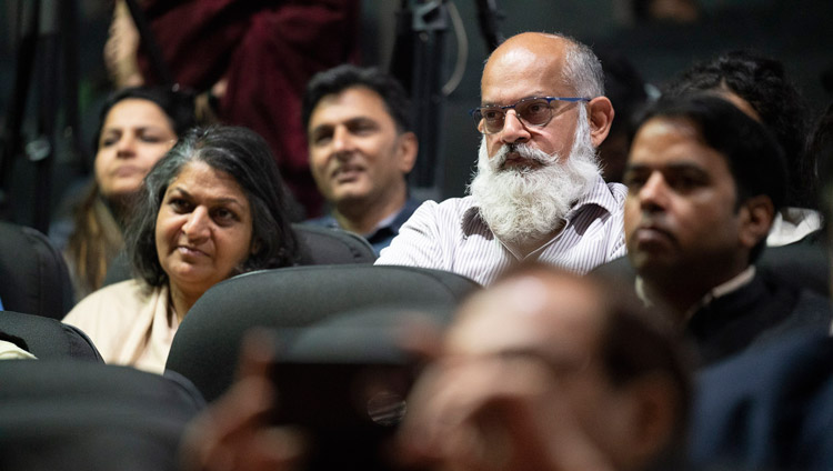 Members of the audience listening to His Holiness the Dalai Lama at 1st Yuvraj Krishan Memorial Lecture at Siri Fort Auditorium in New Delhi, India on December 8, 2018. Photo by Lobsang Tsering