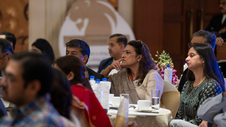 Some of the more than 100 business leaders listening to His Holiness the Dalai Lama address the India Leadership Council in New Delhi, India on December 10, 2018. Photo by Tenzin Choejor