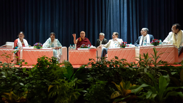 His Holiness the Dalai Lama delivering the Inaugural Address at the Conference on the Concept of ‘Maitri’ or ‘Metta’ in Buddhism at the University of Mumbai in Mumbai, India on December 12, 2018. Photo by Lobsang Tsering