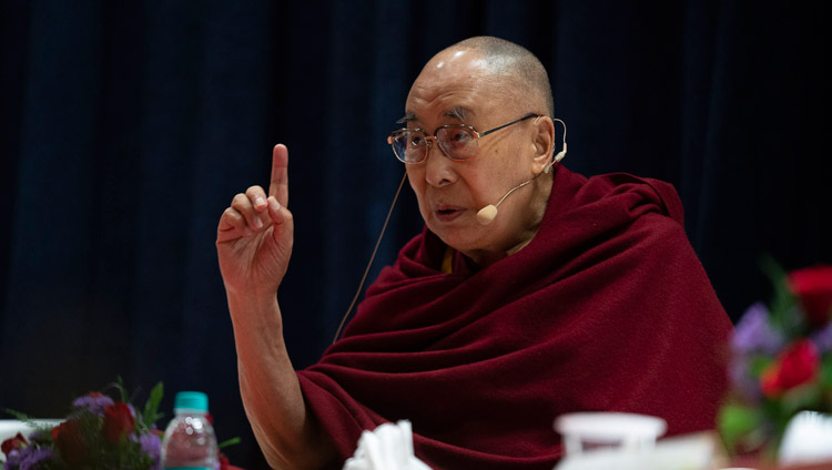 His Holiness the Dalai Lama speaking at the inaugural session of the Conference on the Concept of ‘Maitri’ or ‘Metta’ in Buddhism at the University of Mumbai in Mumbai, India on December 12, 2018. Photo by Lobsang Tsering