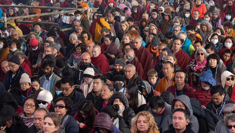 Some of the more than 16,000 people attending the Long-life Empowerment given by His Holiness the Dalai Lama at the Kalachakra Ground in Bodhgaya, Bihar, India on December 30, 2018. Photo by Lobsang Tsering