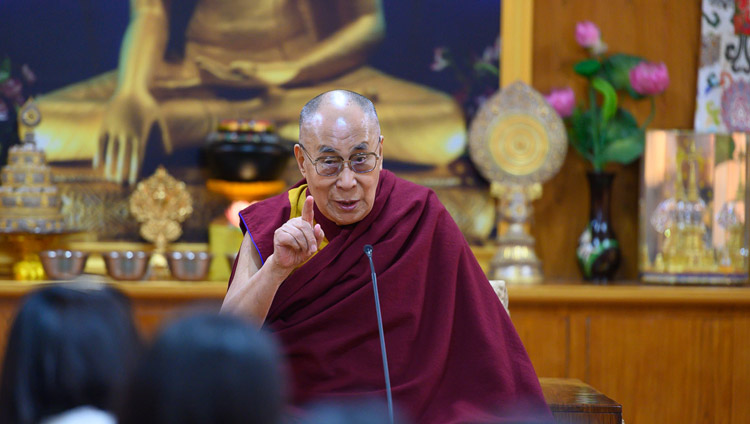 His Holiness the Dalai Lama addressing women from the Young FICCI Ladies Organisation at his residence in Dharamsala, HP, India on February 18, 2019. Photo by Tenzin Choejor