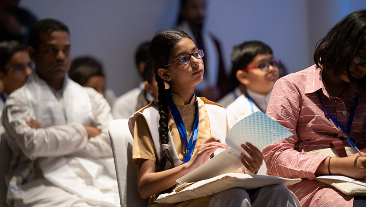 Students from South Asian countries listening to His Holiness the Dalai Lama during their meeting in New Delhi, India on April 4, 2019. Photo by Tenzin Choejor