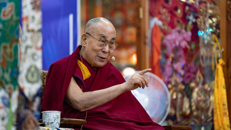 His Holiness the Dalai Lama addressing the opening session of the First Conference on Kalachakra at the Kalachakra Temple in Dharamsala, HP, India on May 5, 2019. Photo by Tenzin Choejor