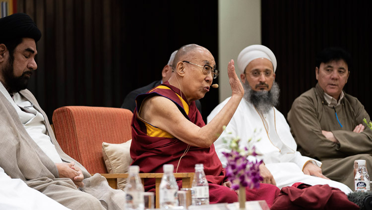 His Holiness the Dalai Lama speaking at the conference on "Celebrating Diversity in the Muslim World" at the India International Centre in New Delhi, India on June 15, 2019. Photo by Tenzin Choejor