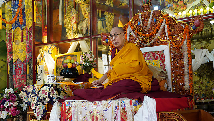 His Holiness the Dalai Lama addressing the monks during his visit to Ön Ngari Monastery in Manali, HP, India on August 23, 2019. Photo by Ven Tenzin Jamphel