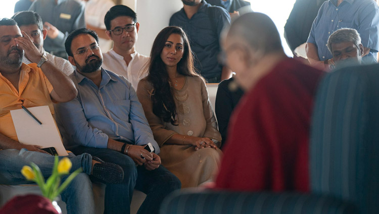 His Holiness the Dalai Lama speaking to a group of intellectuals, academics and diplomats in New Delhi, India on September 21, 2019. Photo by Tenzin Choejor