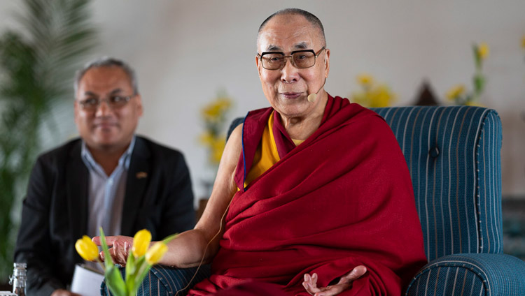 His Holiness the Dalai Lama addressing a gathering of around 100 intellectuals, academics and diplomats in New Delhi, India on September 21, 2019. Photo by Tenzin Choejor