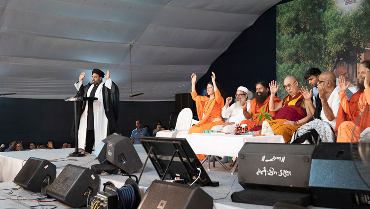 Maulana Kokab Muharram of the Shia tradition speaking during the interfaith program at Gandhi Ashram in New Delhi, India on September 25, 2019. Photo by Tenzin Choejor