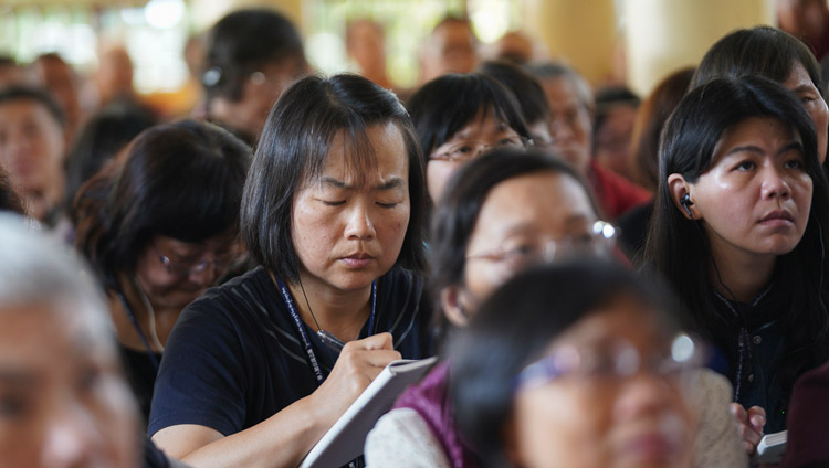 Some of the more than 1100 people from Taiwan attending His Holiness the Dalai Lama's teaching at the Main Tibetan Temple in Dharamsala, HP, India on October 3, 2019. Photo by Ven Tenzin Jamphel