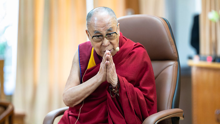 His Holiness the Dalai Lama addressing students from North Indian universities at his residence in Dharamsala, HP, India on October 25, 2019. Photo by Tenzin Choejor