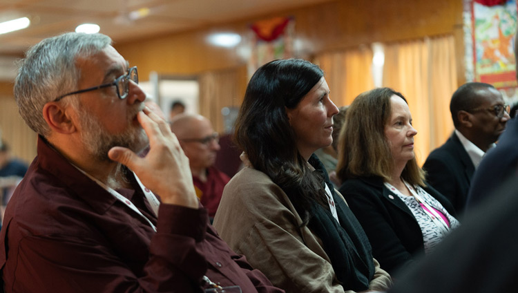 Members of the audience listening to Pumla Gobodo-Madikizela's presentation on the second day of the Mind & Life Conversations with His Holiness the Dalai Lama at his residence in Dharamsala, HP, India on November 1, 2019. Photo by Tenzin Choejor