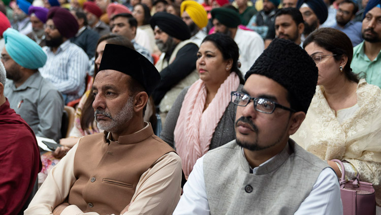 Members of the audience listening to His Holiness the Dalai Lama speaking at the Inter-Faith Conclave at Guru Nanak Dev University in Amritsar, Punjab, India on November 9, 2019. Photo by Tenzin Choejor