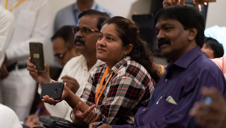 Members of the media listening to His Holiness the Dalai Lama during their meeting in Aurangabad, Maharashtra, India on November 23, 2019. Photo by Tenzin Choejor