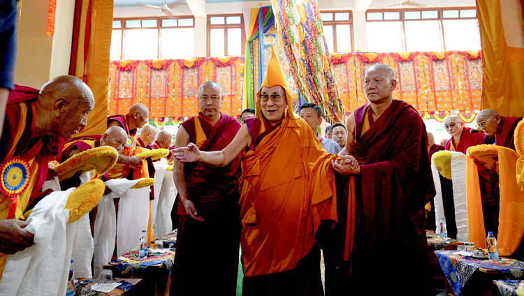 His Holiness the Dalai Lama arriving at Drepung Lachi in Mundgod, Karnataka, India on December 12, 2019. Photo by Lobsang Tsering