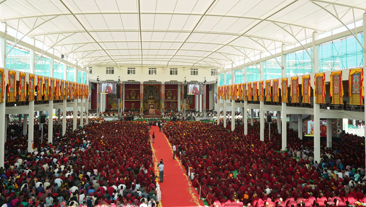 A view of the new Drepung Gomang Debate Courtyard in Mundgod, Karnataka, India during His Holiness the Dalai Lama's visit on December 14, 2019. Photo by Lobsang Tsering