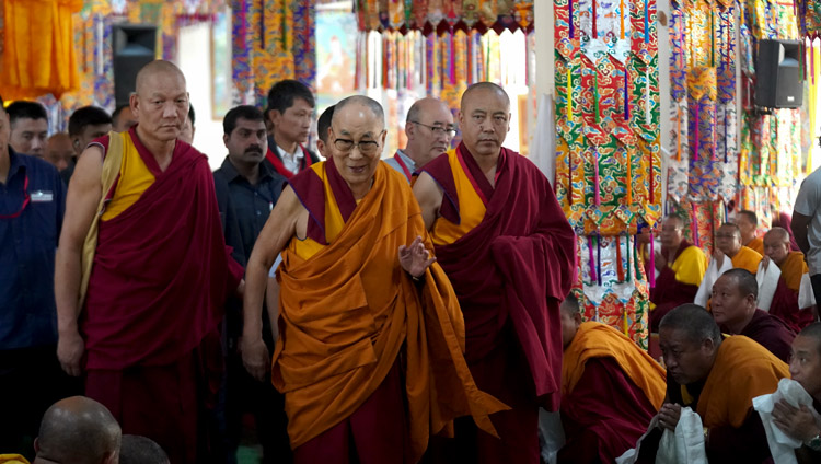 His Holiness the Dalai Lama departing after the welcome ceremony at Gaden Lachi in Mundgod, Karnataka, India on December 18, 2019. Photo by Lobsang Tsering