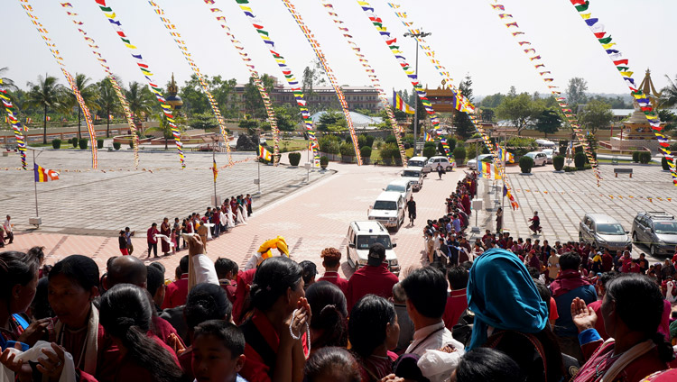 His Holiness the Dalai Lama arriving at Ganden Jangtse Monastery in Mundgod, Karnataka, India on December 21, 2019. Photo by Lobsang Tsering