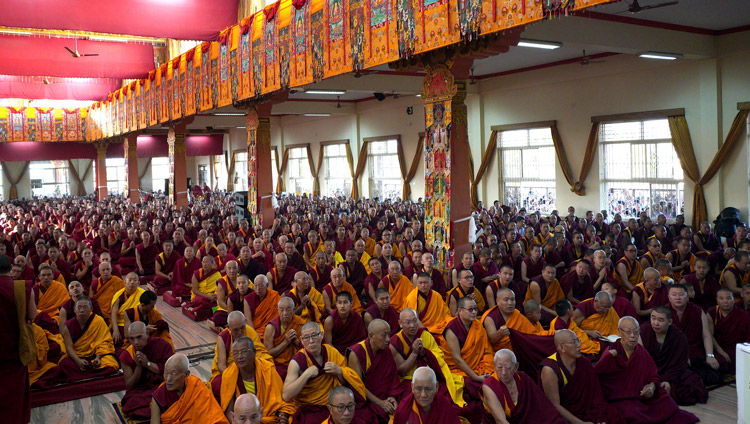 A view of some of the more than 15,000 people watching His Holiness the Dalai Lama during the Long Life Offering in Mundgod, Karnataka, India on December 22, 2019. Photo by Lobsang Tsering