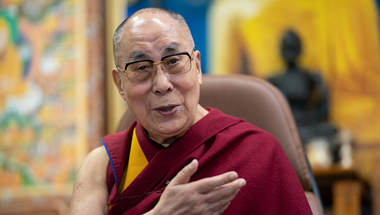 His Holiness the Dalai Lama answering questions from the participants during his dialogue by video conference with young people from South-east Asia from his residence in Dharamsala, HP, India on June 7, 2020. Photo by Ven Tenzin Jamphel