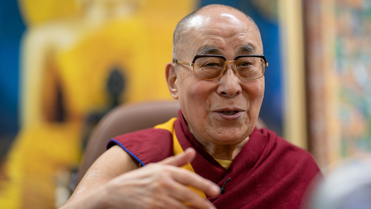 His Holiness the Dalai Lama joining Pico Iyer in conversation on "The Seed of Compassion" from his residence in Dharamsala, HP, India on June 17, 2020. Photo by Ven Tenzin Jamphel