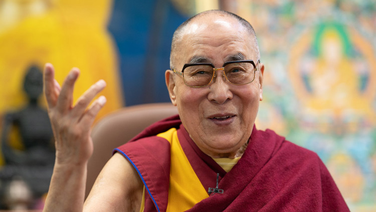 His Holiness the Dalai Lama speaking at the opening of the Mind & Life Conversation by video conference from his residence in Dahramsala, HP, India on June 20, 2020. Photo by Tenzin Phuntsok