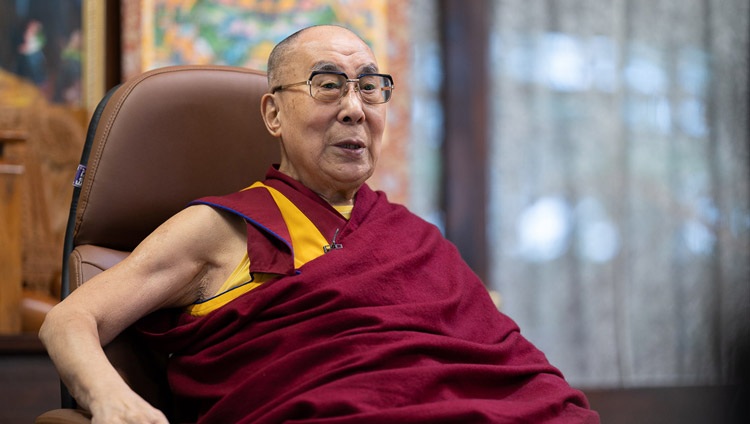 His Holiness the Dalai Lama speaking on Secular Ethics in Modern Education by video link from his residence in Dharamsala, HP, India on August 25, 2020, organized by Mind Minge, an initiative to promote experiential learning and purposeful education with a view to achieving a child’s all-inclusive development. His Holiness the Dalai Lama speaking on Secular Ethics in Modern Education by video link from his residence in Dharamsala, HP, India on August 25, 2020, organized by Mind Minge, an initiative to promote experiential learning and purposeful education with a view to achieving a child’s all-inclusive development.