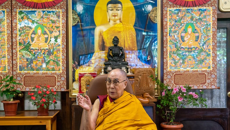 His Holiness the Dalai Lama speaking on the second day of teachings requested by Asian Buddhists by video link from his residence in Dharamsala, HP, India on September 5, 2020. Photo by Ven Tenzin Jamphel