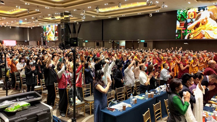 The audience in Taipei, Taiwan, thanking His Holiness the Dalai Lama for his online teaching from his residence in Dharamsala, HP, India on May 1, 2021. Photo by Ven Tenzin Jamphel