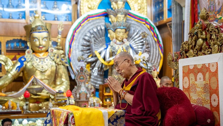 His Holiness the Dalai Lama conferring the Avalokiteshvara Empowerment at the Main Tibetan Temple in Dharamsala HP, India on June 2, 2022. Photo by Tenzin Choejor