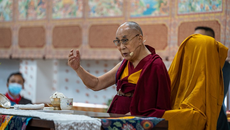 His Holiness the Dalai Lama addressing the audience during the inauguration ceremony of the Dalai Lama Library and Archives in Dharamsala, HP, India on July 6, 2022. Photo by Tenzin Choejor