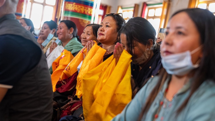 Members of the audience listening to His Holiness the Dalai Lama's talk at Thupstanling Gonpa in Diskit Tsal, Leh, Ladakh, UT, India on August 23, 2022. Photo by Tenzin Choejor