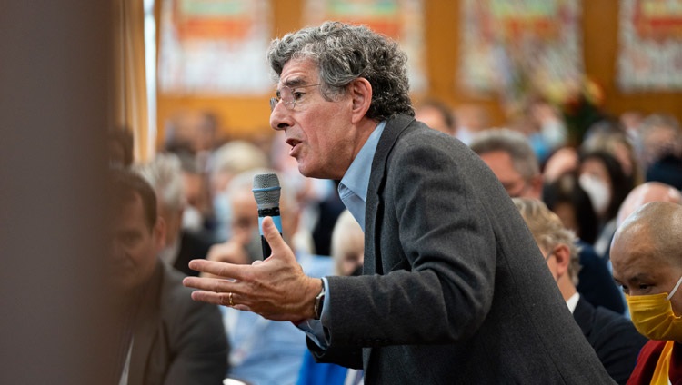 Richie Davidson delivering his opening remarks on the first day of the Meeting with Mind & Life at His Holiness the Dalai Lama's residence in Dharamsala, HP, India on October 12, 2022. Photo by Tenzin Choejor