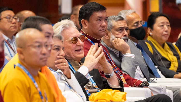 Members of the audience listening to His Holiness the Dalai Lama's address at the Global Buddhist Summit 2023 at the Ashok Hotel in New Delhi, India on April 21, 2023. Photo by Tenzin Choejor