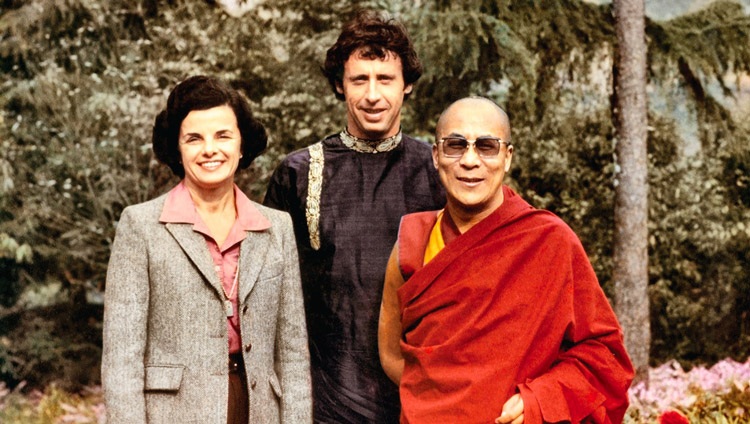 His Holiness the Dalai Lama with Senator Dianne Feinstein and her husband Richard Blum in Dharamsala, HP, India in 1978.