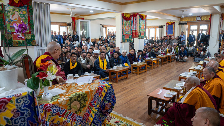 A view of the hall during the welcome ceremony at his residence in Shewatsel, Leh, Ladakh, India on July 12, 2025. Photo by Tenzin Choejor
